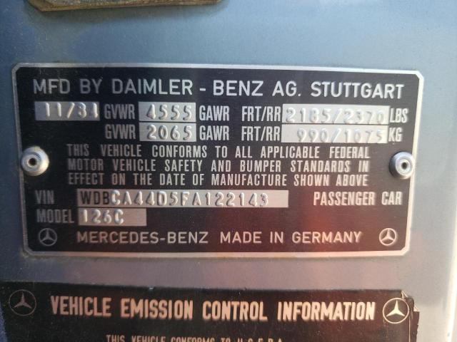 Photo 10 from auction – 1985 MERCEDES-BENZ 500 SEC with VIN WDBCA44D5FA122143