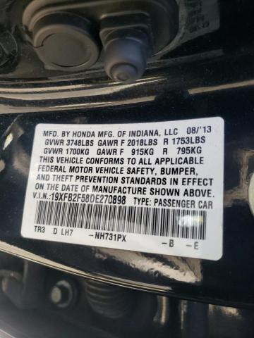 Photo 10 from auction – 2013 HONDA CIVIC LX with VIN 19XFB2F58DE270898