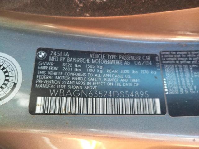 Photo 10 from auction – 2004 BMW 7 SERIES with VIN WBAGN63524DS54895