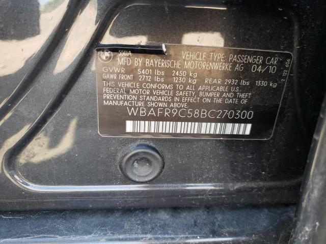 Photo 10 from auction – 2011 BMW 550 I with VIN WBAFR9C58BC270300