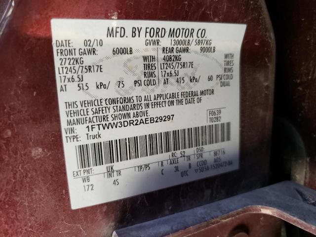 Photo 10 from auction – 2010 FORD F350 SUPER with VIN 1FTWW3DR2AEB29297