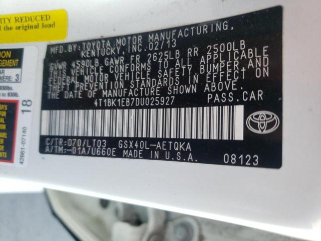 Photo 10 from auction – 2013 TOYOTA AVALON BAS with VIN 4T1BK1EB7DU025927