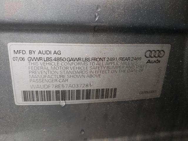 Photo 10 from auction – 2007 AUDI A4 2.0T QU with VIN WAUDF78E57A037281