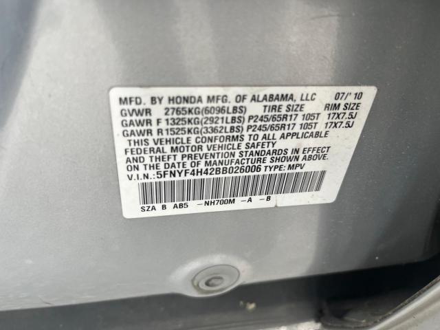 Photo 10 from auction – 2011 HONDA PILOT EX with VIN 5FNYF4H42BB026006