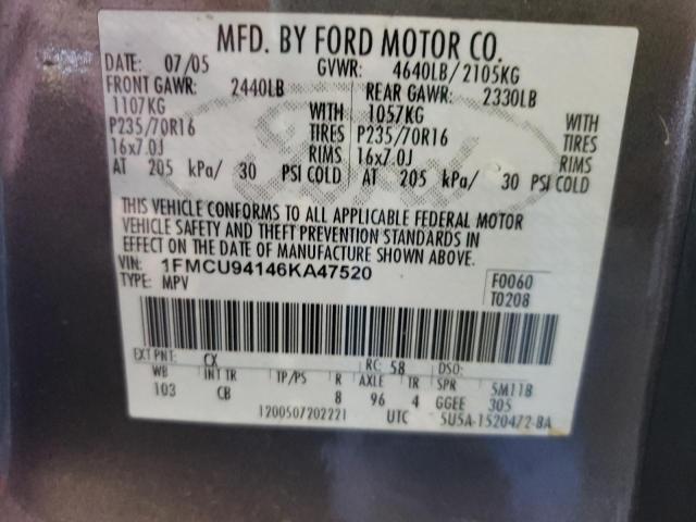 Photo 10 from auction – 2006 FORD ESCAPE LIM with VIN 1FMCU94146KA47520