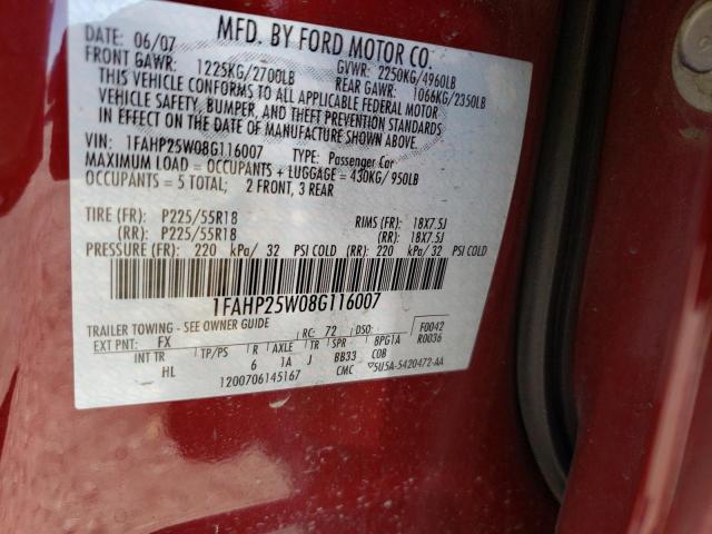 Photo 10 from auction – 2008 FORD TAURUS LIM with VIN 1FAHP25W08G116007