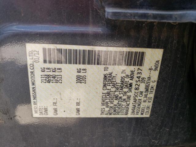 Photo 10 from auction – 2012 NISSAN MAXIMA S with VIN 1N4AA5AP5CC825437