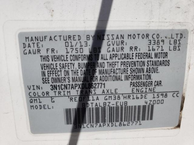 Photo 10 from auction – 2013 NISSAN VERSA S with VIN 3N1CN7APXDL862771