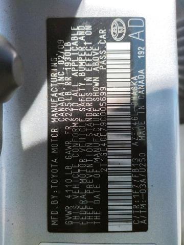 Photo 10 from auction – 2009 TOYOTA COROLLA MA with VIN 2T1GE40E79C005699
