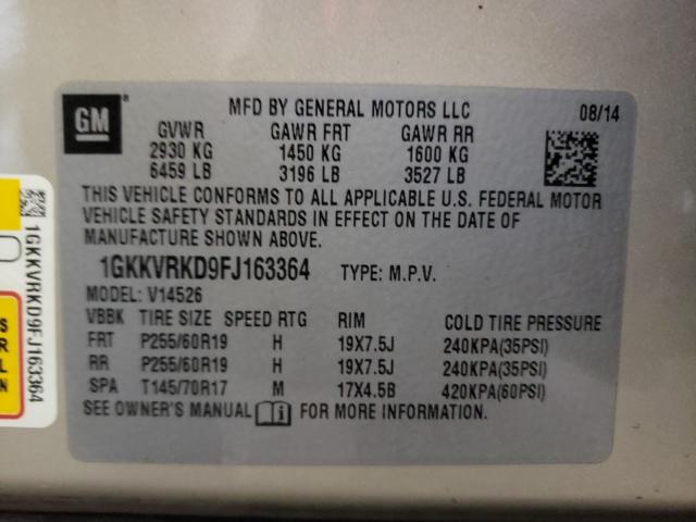 Photo 10 from auction – 2015 GMC ACADIA SLT with VIN 1GKKVRKD9FJ163364
