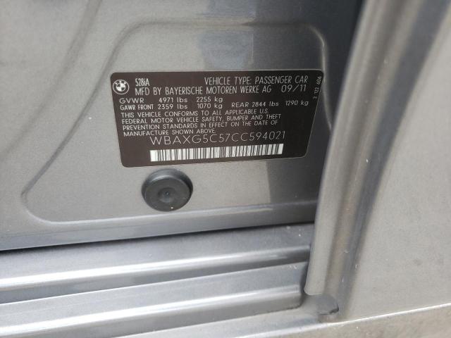Photo 10 from auction – 2012 BMW 528 I with VIN WBAXG5C57CC594021