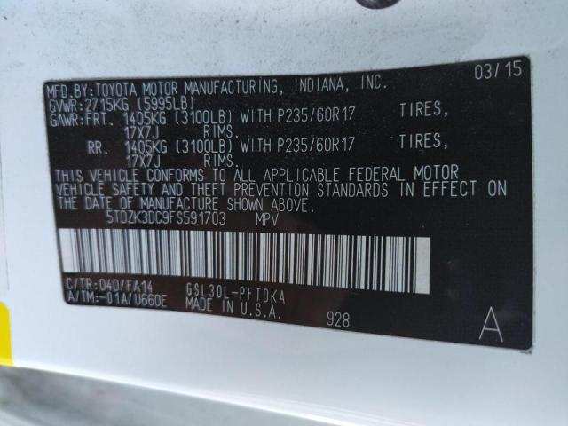 Photo 10 from auction – 2015 TOYOTA SIENNA with VIN 5TDZK3DC9FS591703