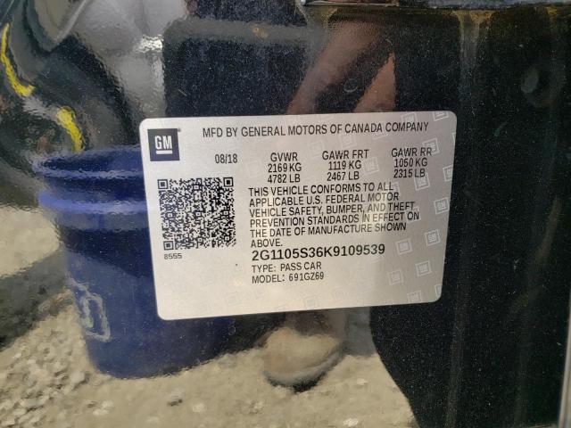 Photo 10 from auction – 2019 CHEVROLET IMPALA PRE with VIN 2G1105S36K9109539