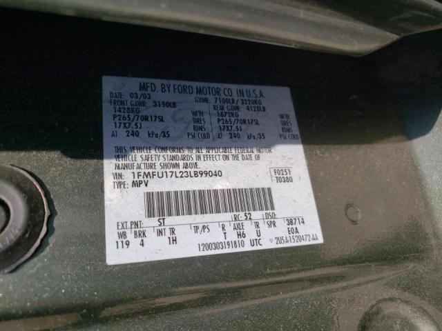 Photo 10 from auction – 2003 FORD EXPEDITION with VIN 1FMFU17L23LB99040