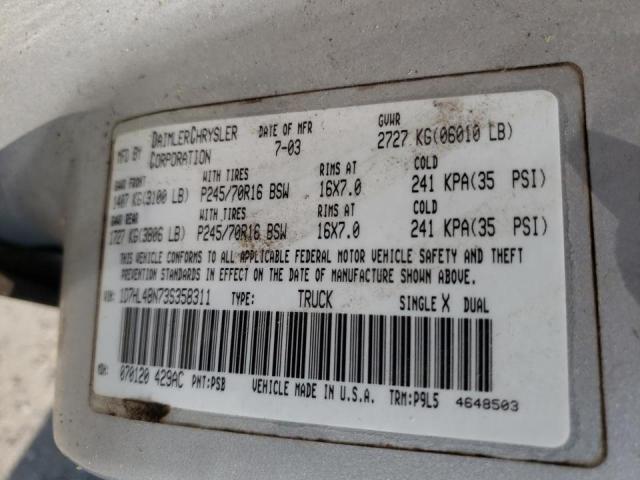 Photo 10 from auction – 2003 DODGE DAKOTA SLT with VIN 1D7HL48N73S358311