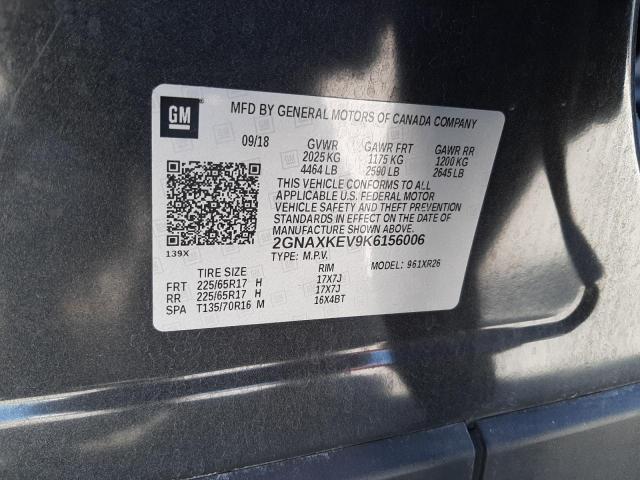Photo 10 from auction – 2019 CHEVROLET EQUINOX LT with VIN 2GNAXKEV9K6156006