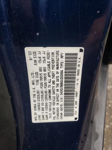 Photo 10 from auction – 2004 HONDA CR-V EX with VIN SHSRD78884U200994