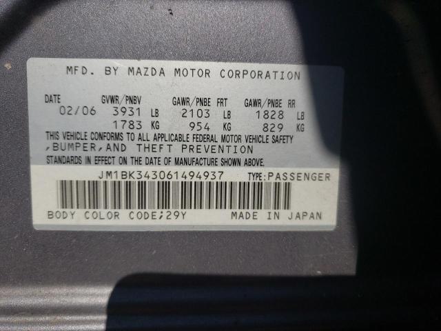 Photo 10 from auction – 2006 MAZDA 3 HATCHBAC with VIN JM1BK343061494937