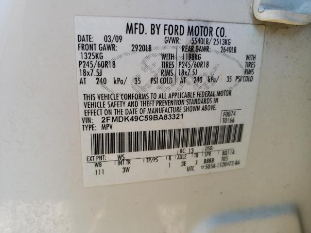 Photo 10 from auction – 2009 FORD EDGE LIMIT with VIN 2FMDK49C59BA83321