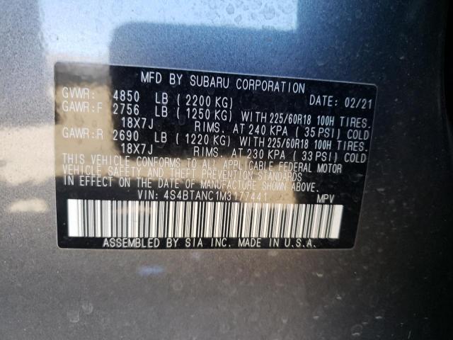Photo 10 from auction – 2021 SUBARU OUTBACK LI with VIN 4S4BTANC1M3177441