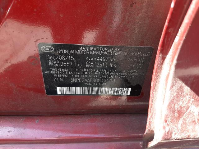 Photo 10 from auction – 2016 HYUNDAI SONATA SE with VIN 5NPE24AF3GH361701