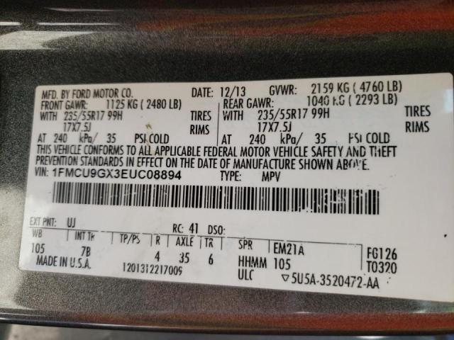 Photo 10 from auction – 2014 FORD ESCAPE SE with VIN 1FMCU9GX3EUC08894