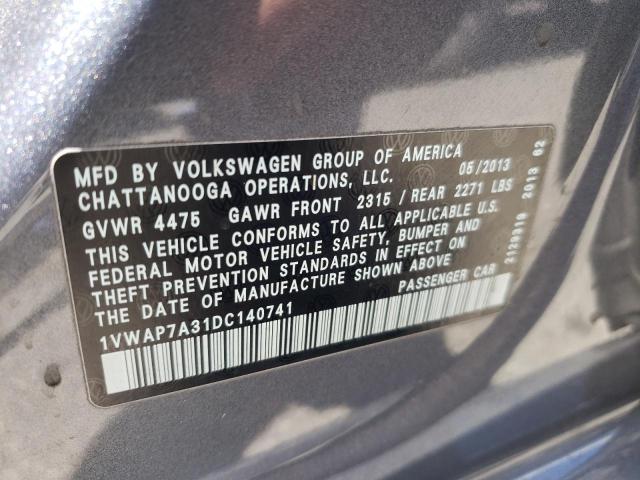 Photo 10 from auction – 2013 VOLKSWAGEN PASSAT S with VIN 1VWAP7A31DC140741