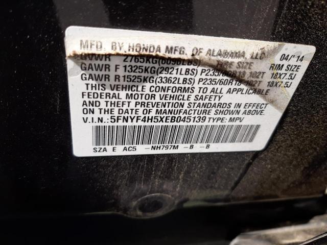 Photo 10 from auction – 2014 HONDA PILOT EXL with VIN 5FNYF4H5XEB045139