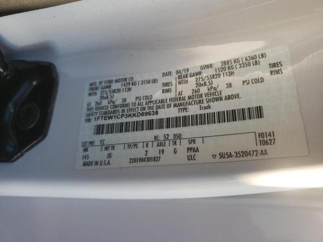 Photo 10 from auction – 2019 FORD F150 SUPER with VIN 1FTEW1CP3KKD69638