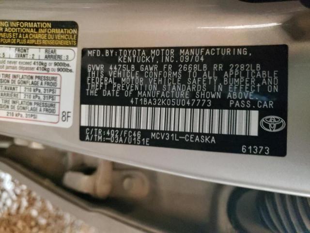 Photo 10 from auction – 2005 TOYOTA CAMRY SE with VIN 4T1BA32K05U047773