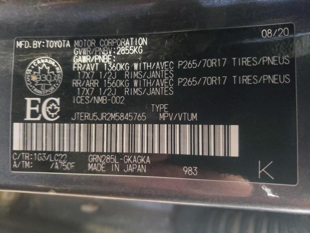Photo 10 from auction – 2021 TOYOTA 4RUNNER SR with VIN JTERU5JR2M5845765