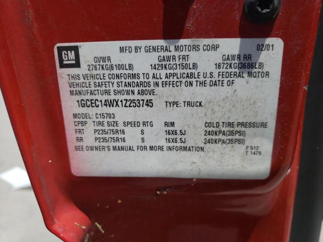 Photo 10 from auction – 2001 CHEVROLET SILVERADO with VIN 1GCEC14WX1Z253745