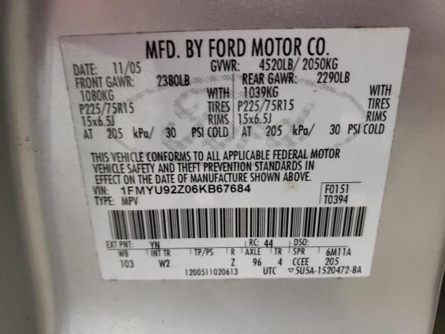 Photo 10 from auction – 2006 FORD ESCAPE XLS with VIN 1FMYU92Z06KB67684