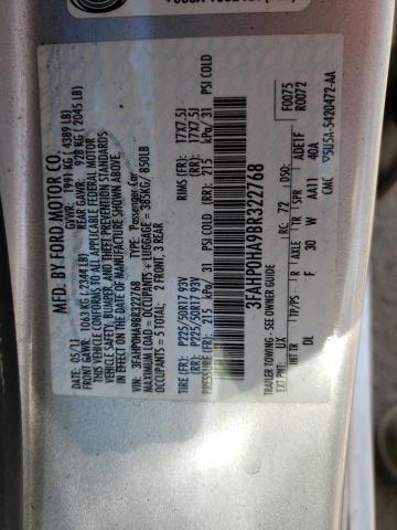 Photo 10 from auction – 2011 FORD FUSION SE with VIN 3FAHP0HA9BR322768