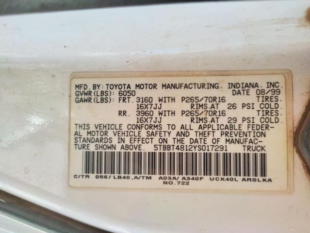 Photo 10 from auction – 2000 TOYOTA TUNDRA ACC with VIN 5TBBT4812YS017291