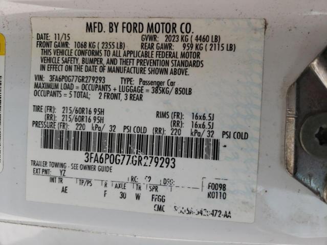 Photo 10 from auction – 2016 FORD FUSION S with VIN 3FA6P0G77GR279293