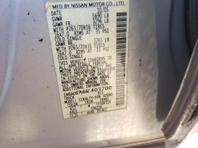 Photo 10 from auction – 2006 NISSAN FRONTIER C with VIN 1N6AD07U66C403700