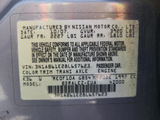 Photo 10 from auction – 2008 NISSAN SENTRA 2.0 with VIN 3N1AB61E28L657623