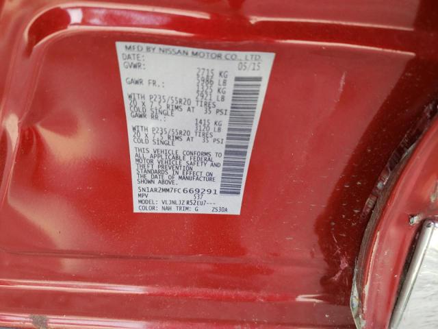 Photo 10 from auction – 2015 NISSAN PATHFINDER with VIN 5N1AR2MM7FC669291