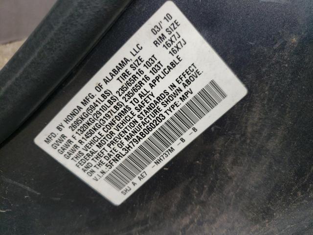 Photo 10 from auction – 2010 HONDA ODYSSEY EX with VIN 5FNRL3H79AB060203