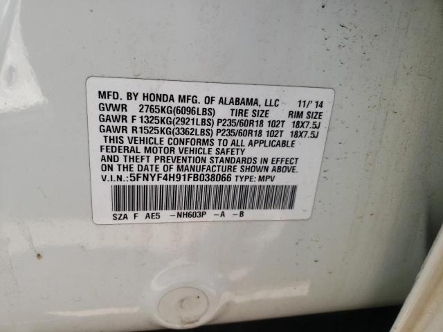 Photo 10 from auction – 2015 HONDA PILOT TOUR with VIN 5FNYF4H91FB038066