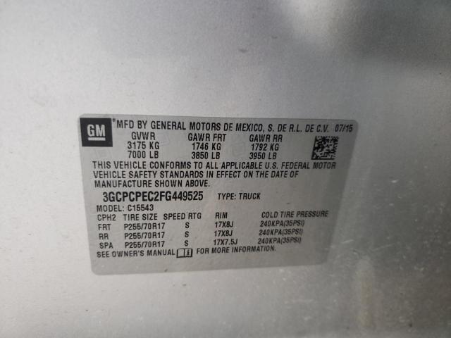 Photo 10 from auction – 2015 CHEVROLET SILVERADO with VIN 3GCPCPEC2FG449525