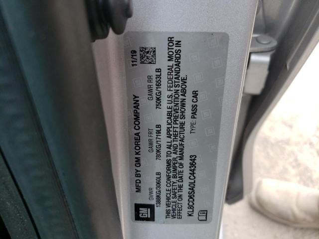 Photo 10 from auction – 2020 CHEVROLET SPARK 1LT with VIN KL8CD6SA0LC443643