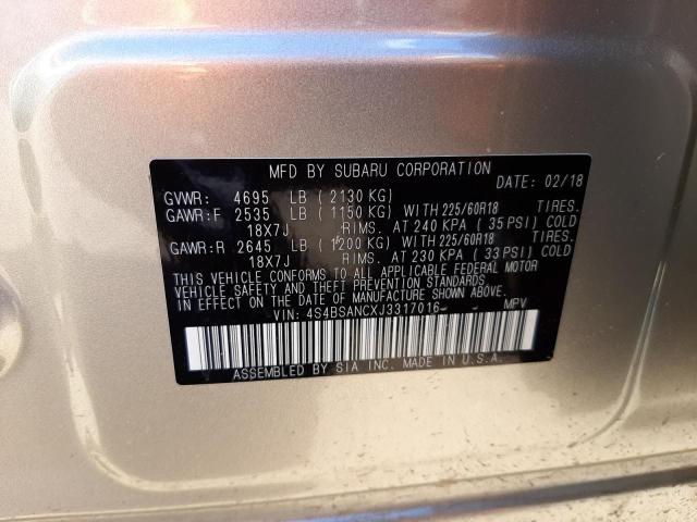 Photo 10 from auction – 2018 SUBARU OUTBACK 2. with VIN 4S4BSANCXJ3317016