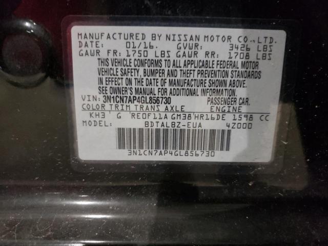 Photo 10 from auction – 2016 NISSAN VERSA S with VIN 3N1CN7AP4GL856730
