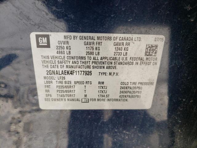 Photo 10 from auction – 2015 CHEVROLET EQUINOX LS with VIN 2GNALAEK4F1177926