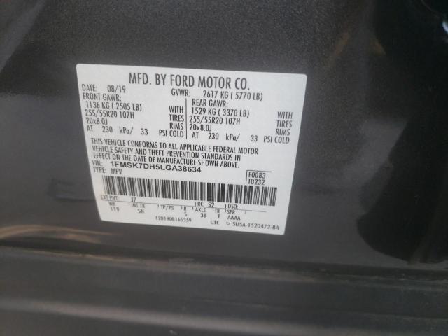 Photo 10 from auction – 2020 FORD EXPLORER X with VIN 1FMSK7DH5LGA38634