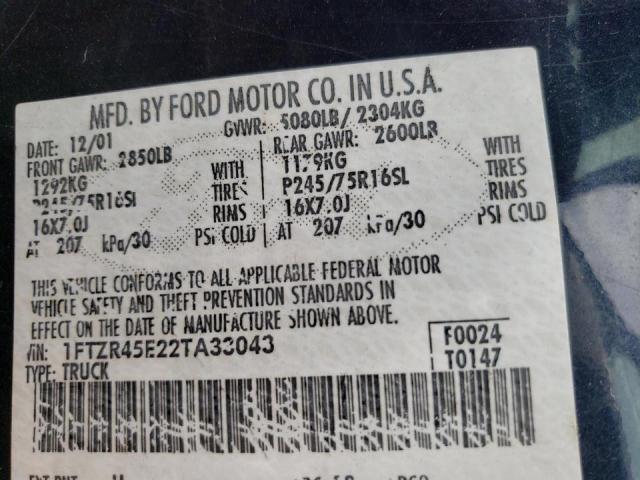 Photo 10 from auction – 2002 FORD RANGER SUP with VIN 1FTZR45E22TA33043