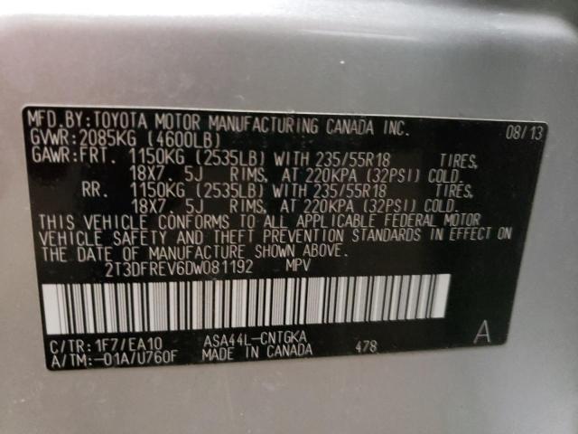 Photo 10 from auction – 2013 TOYOTA RAV4 LIMIT with VIN 2T3DFREV6DW081192