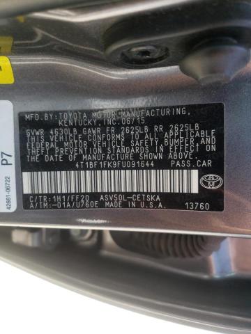 Photo 10 from auction – 2015 TOYOTA CAMRY LE with VIN 4T1BF1FK9FU091644